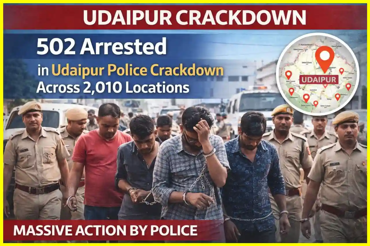 उदयपुर में पुलिस की कार्रवाई, 502 आरोपी गिरफ्तार