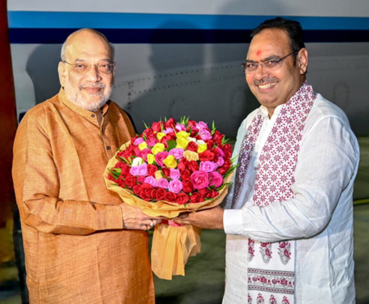अमित शाह का उदयपुर दौरा, मुख्यमंत्री भजनलाल शर्मा ने किया स्वागत