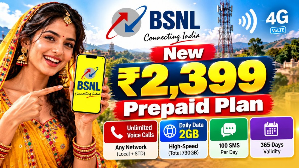 BSNL का ₹2,399 प्लान, 380 दिन की वैधता के साथ 15 दिन का अतिरिक्त लाभ