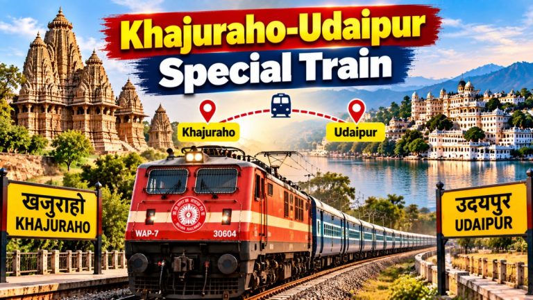 खजुराहो-उदयपुर विशेष ट्रेन: त्योहारों के लिए 13 यात्राएं प्रत्येक दिशा में