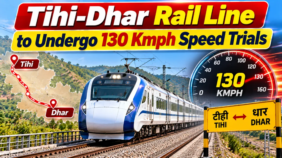 तिही-धर रेलवे लाइन पर 130 किमी/घंटा की गति परीक्षण शुरू होगा