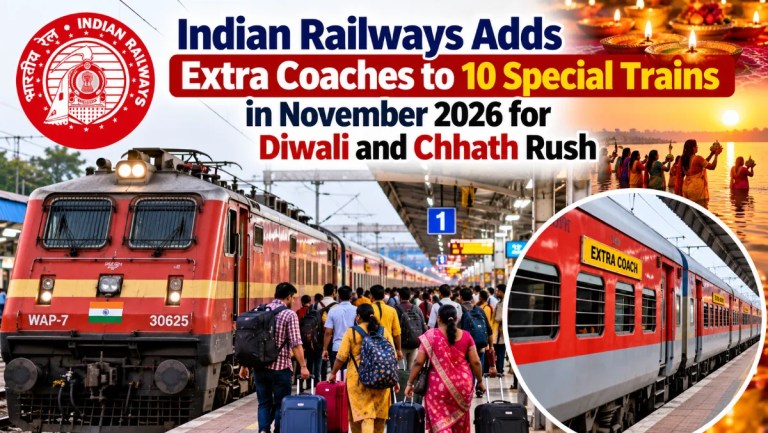 दिवाली और छठ के लिए भारतीय रेलवे ने 10 विशेष ट्रेनों में अतिरिक्त कोच जोड़े