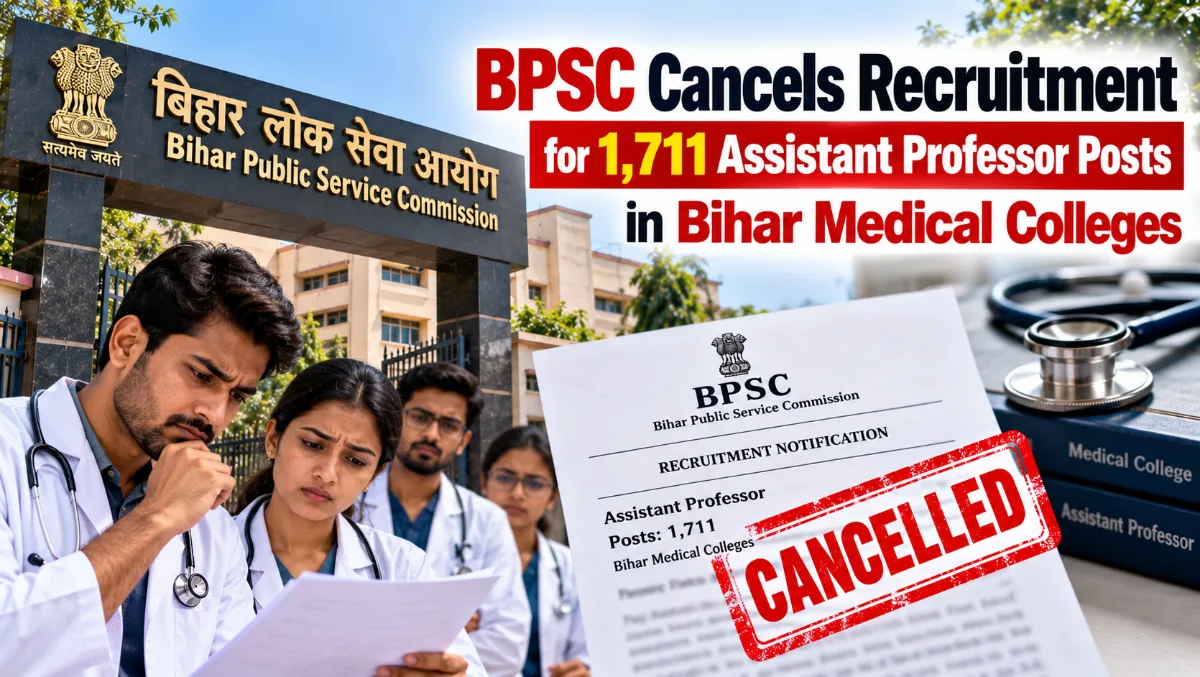 बिहार में 1,711 सहायक प्रोफेसर पदों की भर्ती रद्द बिहार में 1,711 सहायक प्रोफेसर पदों की भर्ती रद्द